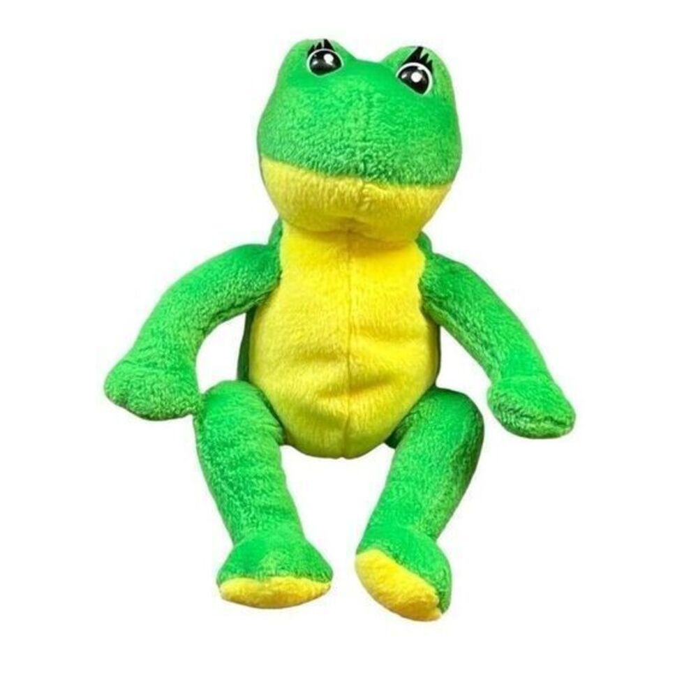 Gund Flash Frog Green Yellow Plush 13" Stuffed Animal  New In Unopened Bag‎ 80's